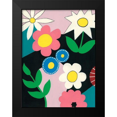 Vivid Blossoms II Black Modern Wood Framed Art Print by Moore, Regina