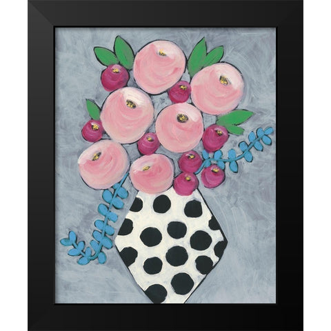 Floral Frolic I Black Modern Wood Framed Art Print by Moore, Regina