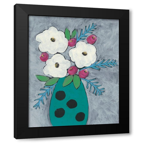 Floral Frolic II Black Modern Wood Framed Art Print by Moore, Regina
