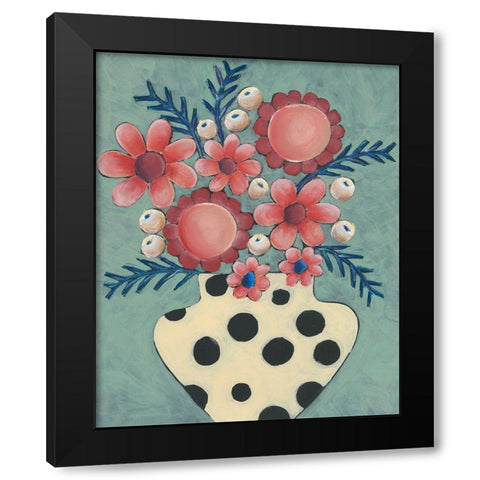 Jamboree Floral II Black Modern Wood Framed Art Print with Double Matting by Moore, Regina