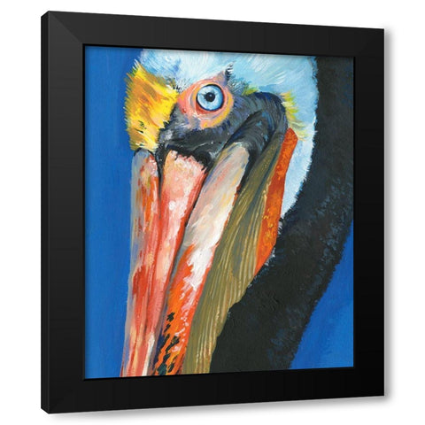 Vibrant Pelican I Black Modern Wood Framed Art Print by Parker, Jennifer Paxton