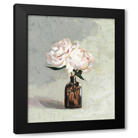 Amber Bottle Flowers II Black Modern Wood Framed Art Print by Borges, Victoria