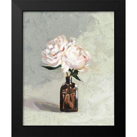 Amber Bottle Flowers II Black Modern Wood Framed Art Print by Borges, Victoria