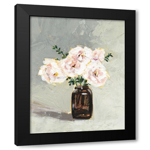 Amber Bottle Flowers III Black Modern Wood Framed Art Print with Double Matting by Borges, Victoria