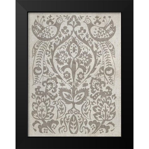 Peacock Damask II Black Modern Wood Framed Art Print by Zarris, Chariklia