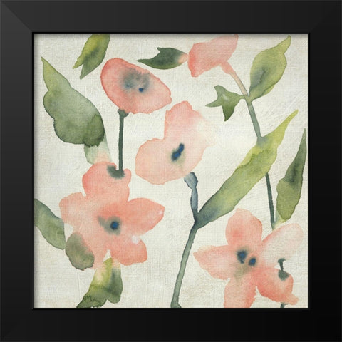 Blush Pink Blooms I Black Modern Wood Framed Art Print by Zarris, Chariklia