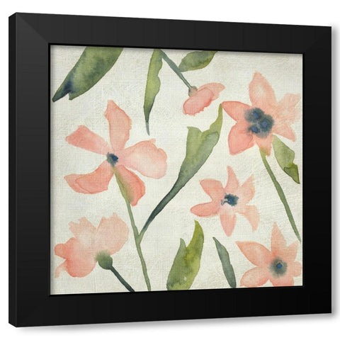 Blush Pink Blooms IV Black Modern Wood Framed Art Print by Zarris, Chariklia