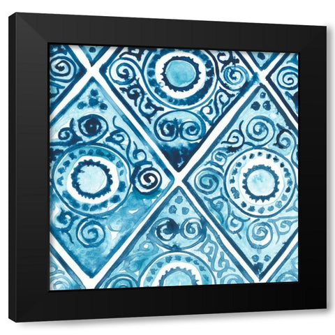 Indigo Sampler I Black Modern Wood Framed Art Print with Double Matting by Vess, June Erica