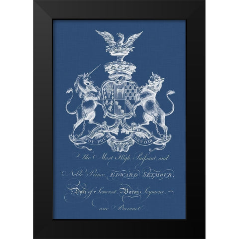Heraldry on Navy II Black Modern Wood Framed Art Print by Vision Studio