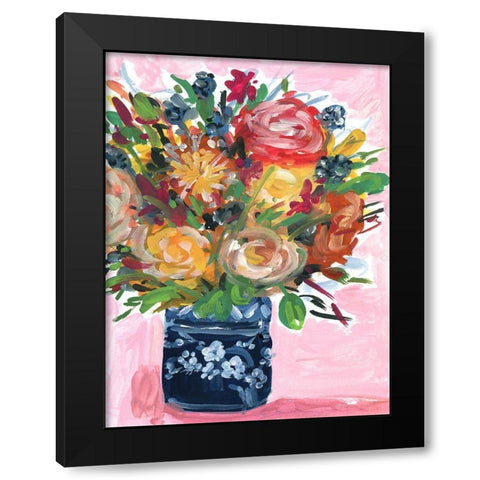 Bouquet in a vase II Black Modern Wood Framed Art Print with Double Matting by Wang, Melissa