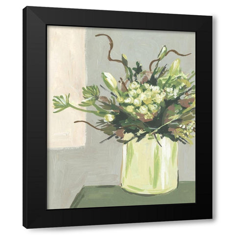 Elegant Floral I Black Modern Wood Framed Art Print with Double Matting by Wang, Melissa