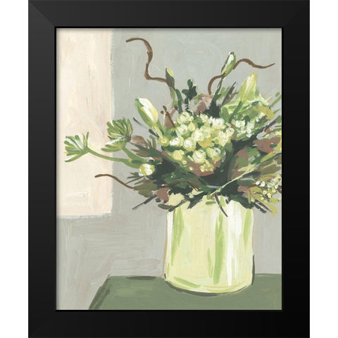 Elegant Floral I Black Modern Wood Framed Art Print by Wang, Melissa