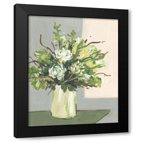 Elegant Floral II Black Modern Wood Framed Art Print with Double Matting by Wang, Melissa