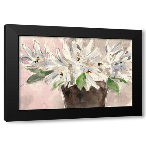 Magnolia Watercolor Study I Black Modern Wood Framed Art Print by Dixon, Samuel