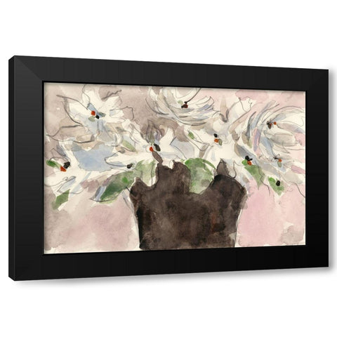 Magnolia Watercolor Study II Black Modern Wood Framed Art Print with Double Matting by Dixon, Samuel