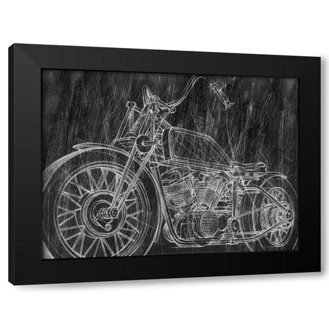 Motorcycle Mechanical Sketch II Black Modern Wood Framed Art Print by Harper, Ethan