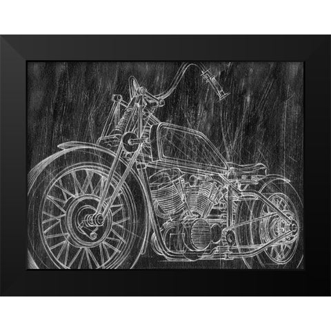 Motorcycle Mechanical Sketch II Black Modern Wood Framed Art Print by Harper, Ethan