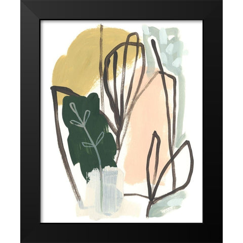 Tropical Abstract I Black Modern Wood Framed Art Print by Vess, June Erica