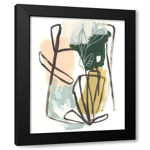 Tropical Abstract II Black Modern Wood Framed Art Print by Vess, June Erica
