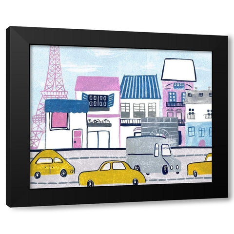 Bonjour Paris I Black Modern Wood Framed Art Print by Wang, Melissa