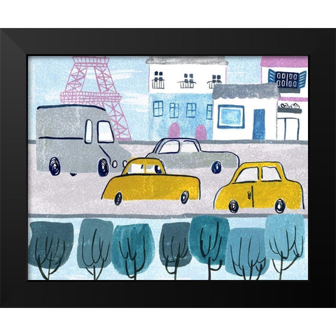 Bonjour Paris IV Black Modern Wood Framed Art Print by Wang, Melissa