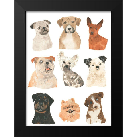 Doggos and Puppers I Black Modern Wood Framed Art Print by Vess, June Erica