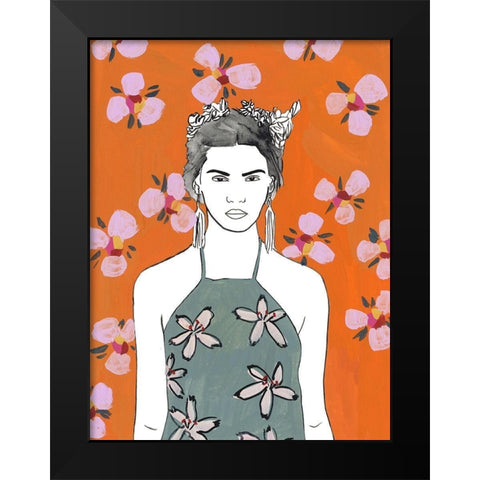 Pink Blossom Lady II Black Modern Wood Framed Art Print by Wang, Melissa