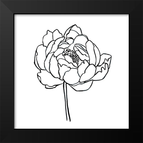 Peony Contour I Black Modern Wood Framed Art Print by Scarvey, Emma