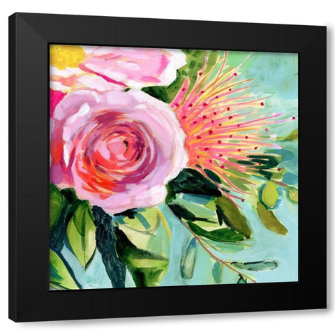 Brushy Floral I Black Modern Wood Framed Art Print by Borges, Victoria