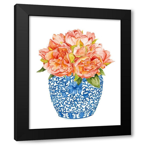 Sweet Peonies I Black Modern Wood Framed Art Print with Double Matting by Wang, Melissa