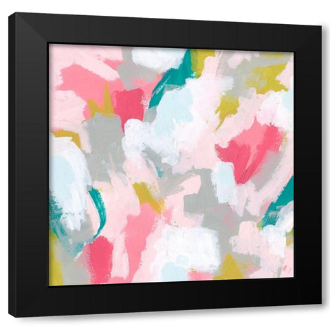 Pink Scramble II Black Modern Wood Framed Art Print with Double Matting by Vess, June Erica
