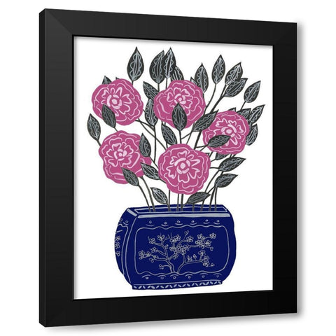 Painted Vase I Black Modern Wood Framed Art Print with Double Matting by Wang, Melissa