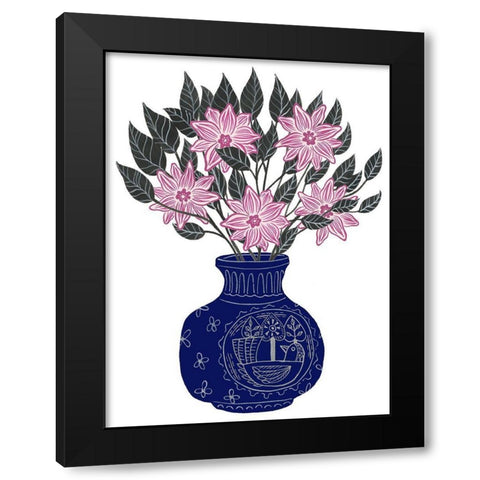 Painted Vase II Black Modern Wood Framed Art Print with Double Matting by Wang, Melissa