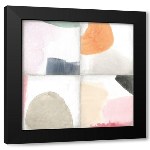 Pastel Tile I Black Modern Wood Framed Art Print with Double Matting by Vess, June Erica