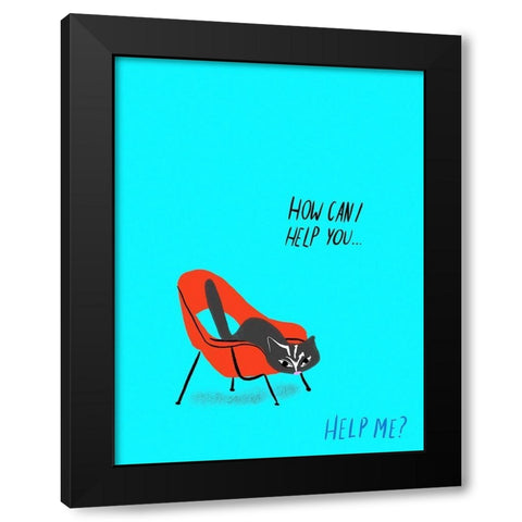 Mod Cats III Black Modern Wood Framed Art Print by Blanckslate