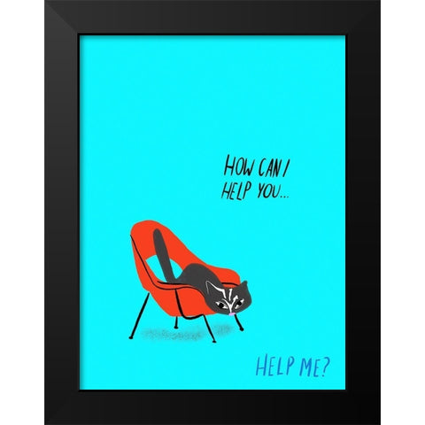 Mod Cats III Black Modern Wood Framed Art Print by Blanckslate