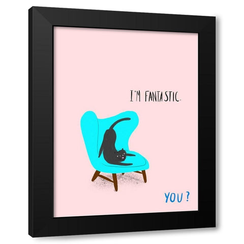 Mod Cats VI Black Modern Wood Framed Art Print with Double Matting by Blanckslate