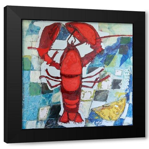 Brilliant Maine Lobster IV Black Modern Wood Framed Art Print with Double Matting by Ferrell, Erin McGee