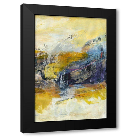 Textured Triptych III Black Modern Wood Framed Art Print with Double Matting by Fuchs, Jodi