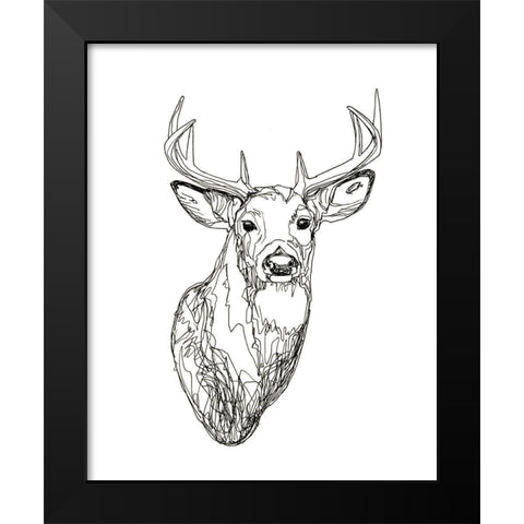 Whitetail Wireframe I Black Modern Wood Framed Art Print by Scarvey, Emma