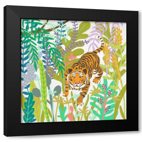 Jungle Roar II Black Modern Wood Framed Art Print by Zarris, Chariklia