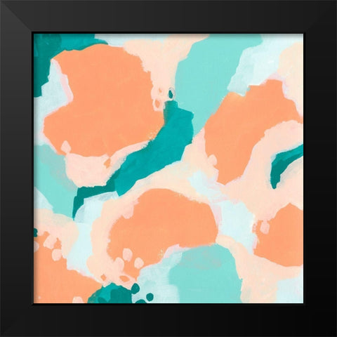 Peach Fizz I Black Modern Wood Framed Art Print by Vess, June Erica