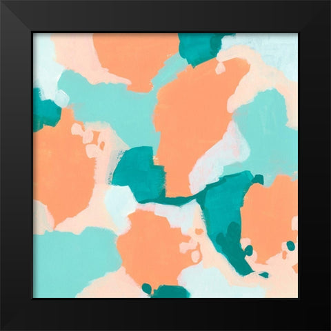 Peach Fizz II Black Modern Wood Framed Art Print by Vess, June Erica