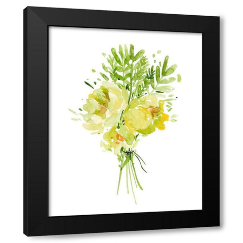 Bouquet with Peony I Black Modern Wood Framed Art Print with Double Matting by Wang, Melissa