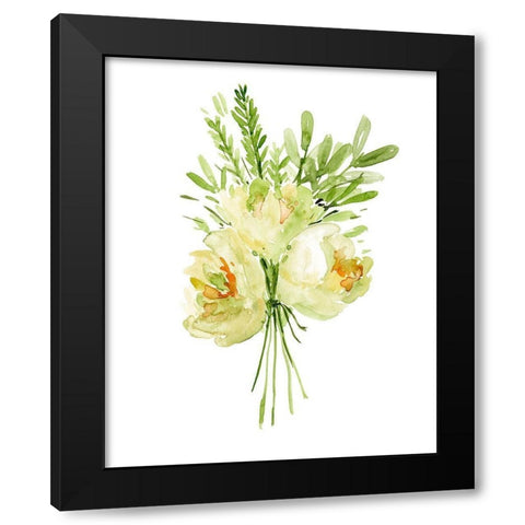 Bouquet with Peony II Black Modern Wood Framed Art Print with Double Matting by Wang, Melissa