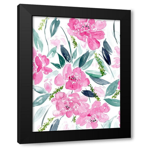 Dance of the Flowers I Black Modern Wood Framed Art Print with Double Matting by Wang, Melissa