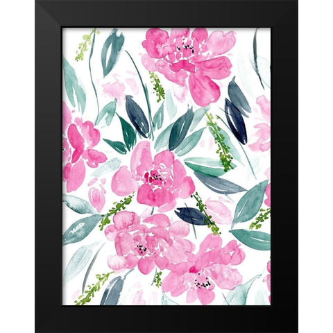 Dance of the Flowers I Black Modern Wood Framed Art Print by Wang, Melissa