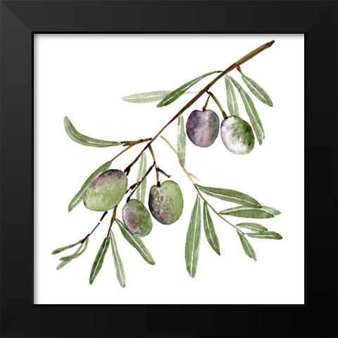 Olive Branch I Black Modern Wood Framed Art Print by Wang, Melissa