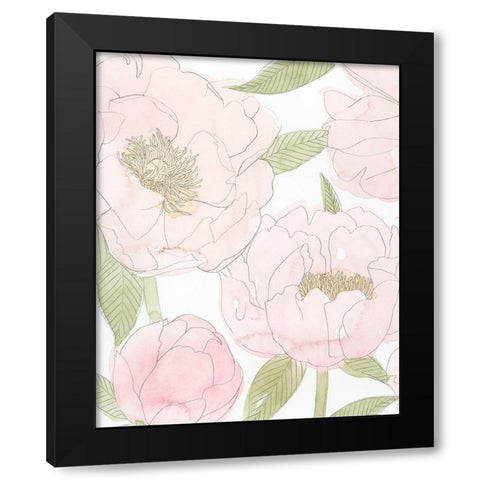 Veiled Peonies I Black Modern Wood Framed Art Print by Popp, Grace