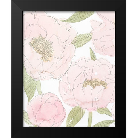 Veiled Peonies I Black Modern Wood Framed Art Print by Popp, Grace